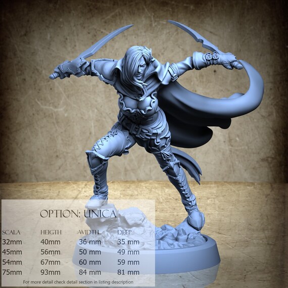 Yael Yllamarer - Bladewhirler - 3D-printed resin miniature | Archvillain Society XXXVI Collection