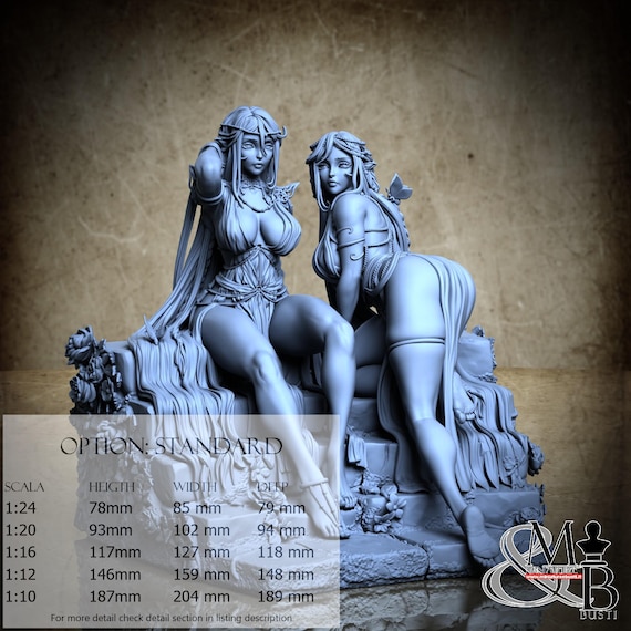 Ridia and Chrysi - 3D-printed resin miniature | Pin-up Collection