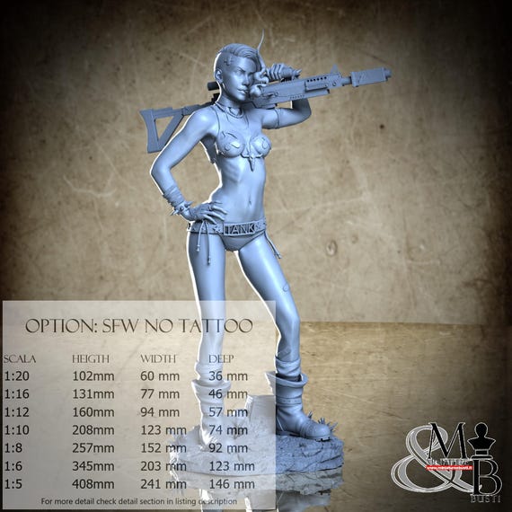 Tank Girl, 2023-07 (4 Stili), di ca_3d_art, miniatura da assemblare e colorare, resina