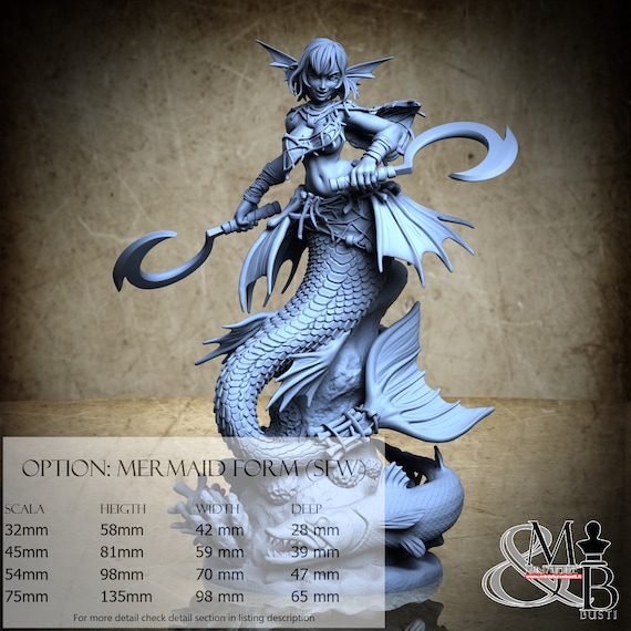 Mermaid Marin, M27 (3 Stili), di Ronin Art Workshop, miniatura da assemblare e colorare, resina