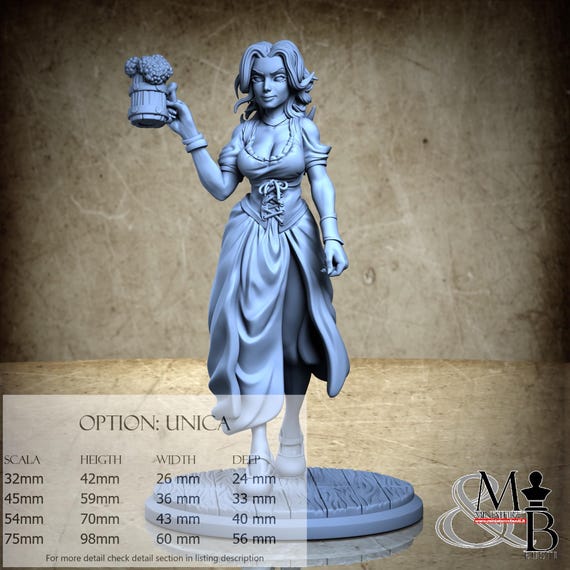 Barmaid Carmen, M34, by Ronin Art Workshop, miniature to assemble and paint, resin