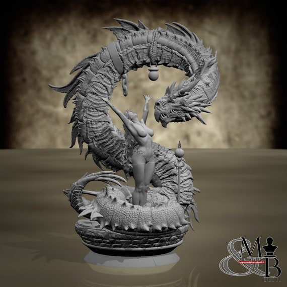 Dragon and Girl, Resin statue various stairs to assemble and paint