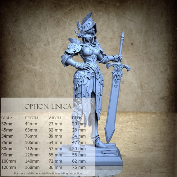 Isabelle - by Ronin Art Workshop Resin Miniatures - DnD, RPG, Wargaming, and Display Coloring - Maiden Knights