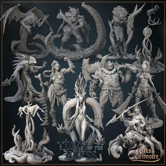 Tides of the Abyss - by Great Grimoire - COMPLETE PACKAGE - Resin - DnD, RPG, Wargame and Exhibition to color
