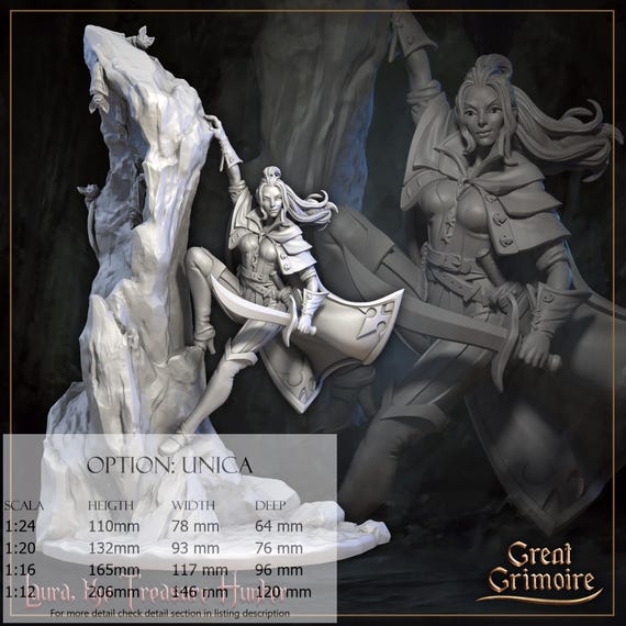 Laura, The Treasure Hunter (75 mm) - Resin miniatures - DnD, RPG, Wargame and display coloring - Horrors of the underground