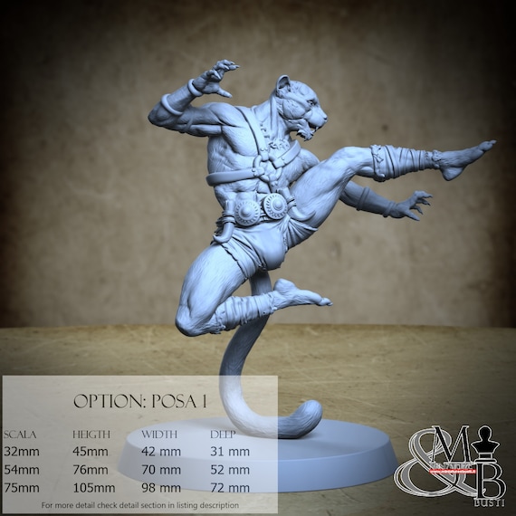 Panthera Warriors, Kingdom of Felinaria (3 Stili), di Clay Cyanide Miniature, miniatura da assemblare e colorare, resina