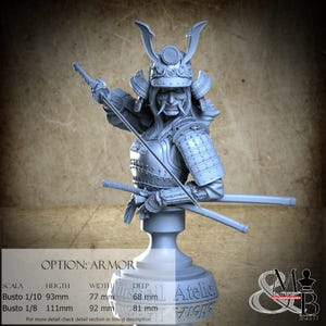 Samurai Bust, July 2023 (3 Styles), by Nutshell Atelier, miniature to assemble and paint, resin