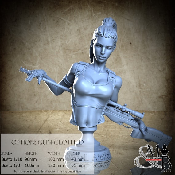 Gun Assassin Bust, July 2023, Nutshell Atelier, miniature to assemble and color, in resin