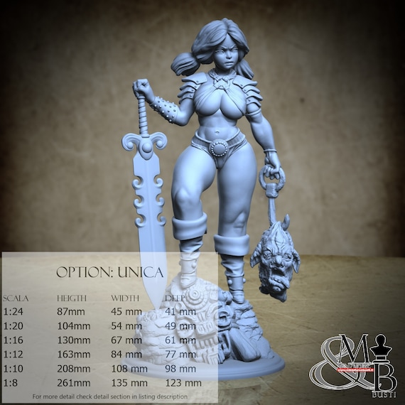Ulma the warrior girl, miniature to assemble and color, in resin