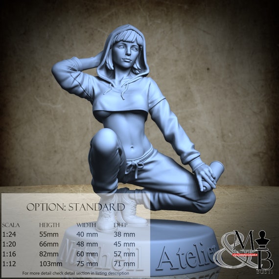 Graffiti Girl, Ottobre 2022 (4 Stili), di Nutshell Atelier, miniatura da assemblare e colorare, resina