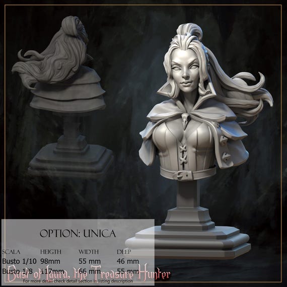 Laura The Treasure Hunter Bust - Resin Busts - DnD, RPG, Wargame and coloring display - Horrors of the underground