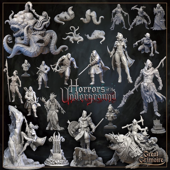 Horrors of the Underground - by Great Grimoire - COMPLETE PACKAGE - Resin - DnD, RPG, Wargame and Exhibition to color