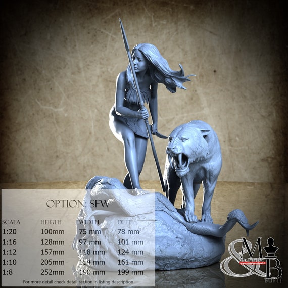 indian Female Warrior, 2023-06 (3 Stili), di ca_3d_art, miniatura da assemblare e colorare, resina