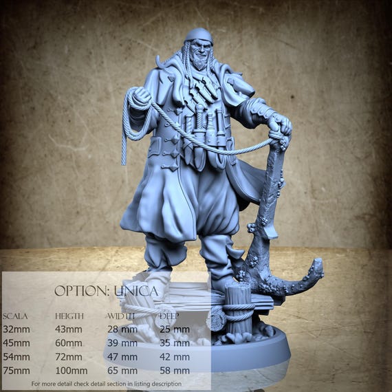 Quentin Anchorblade - Seahunter - 3D-Printed Resin Miniature | Archvillain Society XXXIII Collection