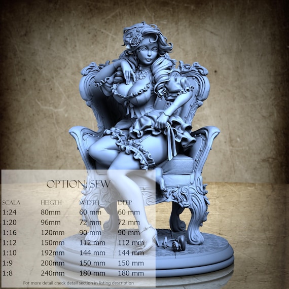 Vampire Aurora - by Ronin Art Workshop Resin Statue - DnD, RPG, Wargame, and Display Coloring Pages - Pin-up