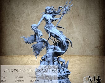 Mermaid - Resin Statue - DnD, RPG, Wargame and Display to Color -