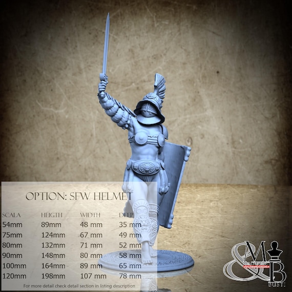 Vitruvia the gladiatrix, Agosto 2023 (8 Stili), di Claydemon, miniatura da assemblare e colorare, resina