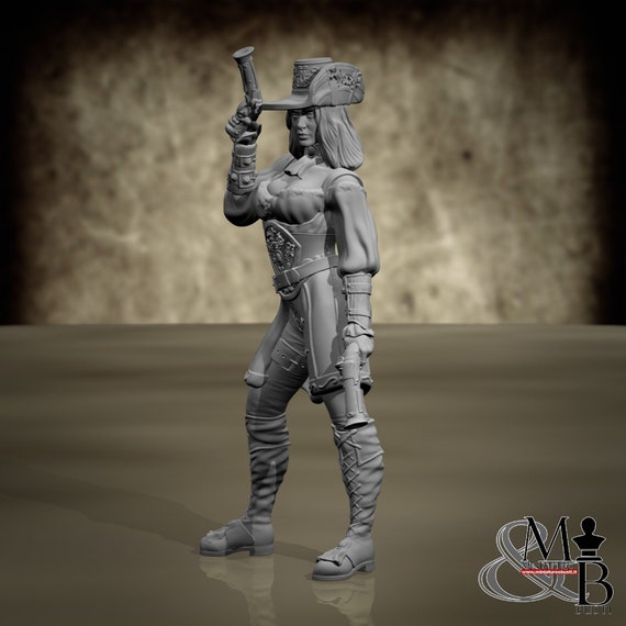 Gun Holder (Golden Hero), resin miniature to assemble and color, role-playing games, DnD, RPG, GDR, Anime