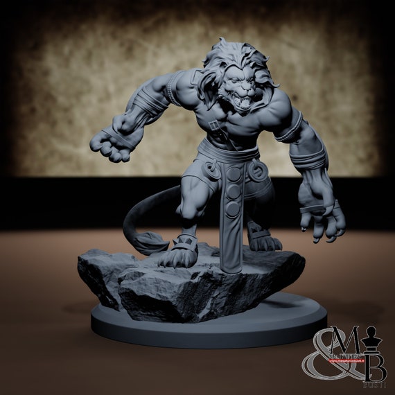 Aslanbeck Lion Warrior, resin miniature to assemble and color, role-playing games, DnD, RPG, GDR
