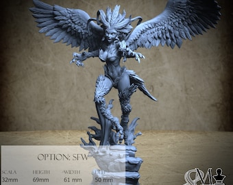 Dhyla the Harpy, M12 (2 Styles), by Ronin Art Workshop, miniature to assemble and paint, resin