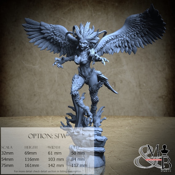 Dhyla the Harpy, M12 (2 Styles), by Ronin Art Workshop, miniature to assemble and paint, resin