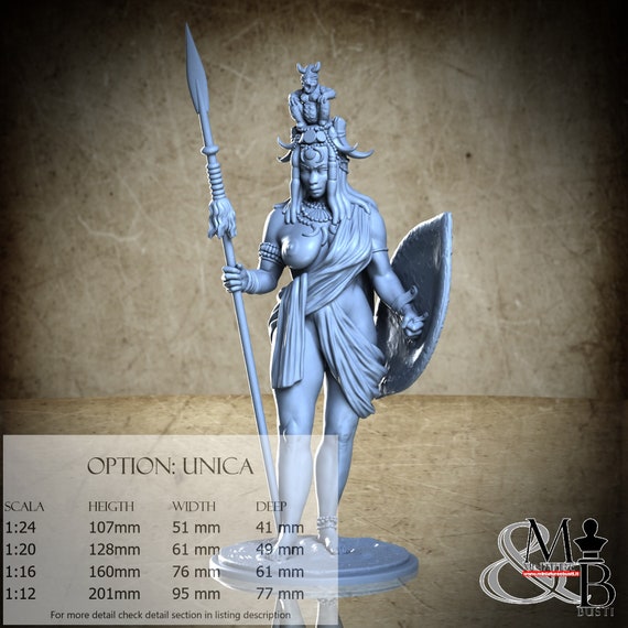 Asula the lion huntress, January 2023, Claydemon, miniature to assemble and color, in resin