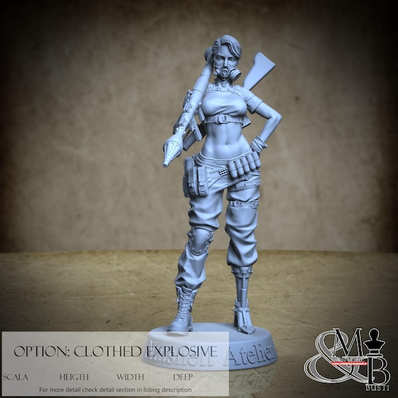 Post Apocalypse Girl - Statua in resina - DnD, RPG, Wargame ed esposizione da colorare -