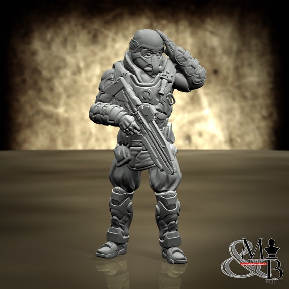 Cyberpunk QRSTrooper, M6, by Ronin Art Workshop, miniature to assemble and paint, resin