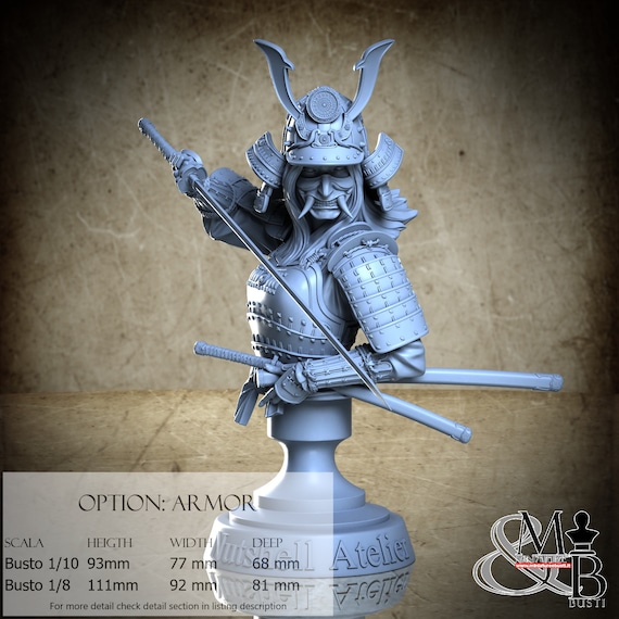 Samurai Bust, July 2023, Nutshell Atelier, miniature to assemble and color, in resin