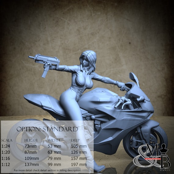 Biker (Catsuit), Ottobre 2022 (6 Stili), di Nutshell Atelier, miniatura da assemblare e colorare, resina