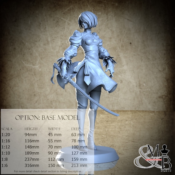 Android Girl with swords, Giugno 2023, ca_3d_art, miniatura da assemblare e colorare, in resina