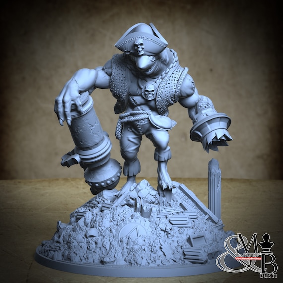 Captain Inchan, Pirate Sharks, by Clay Cyanide Miniature, miniature to assemble and paint, resin
