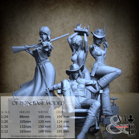 Gunslingers, Ottobre 2022 (3 Stili), di Nutshell Atelier, miniatura da assemblare e colorare, resina