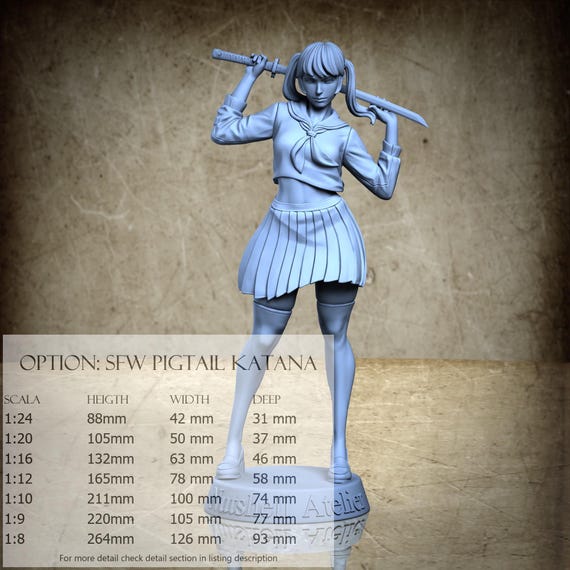 College Kirl with Katana - 3D-Printed Resin Miniature | July 2025 Collection
