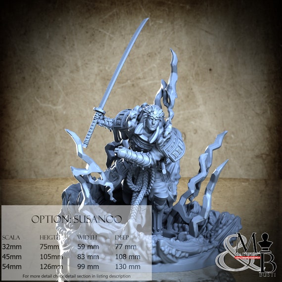 Susanoo, Japanese Mythology, Clay Cyanide Miniature, miniature to assemble and color, in resin