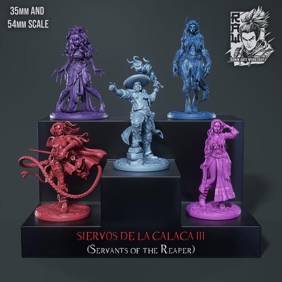 Siervos of Calaca III - Set of 5 resin miniatures by Ronin Art Workshop - DnD, RPG, Wargame and display to color