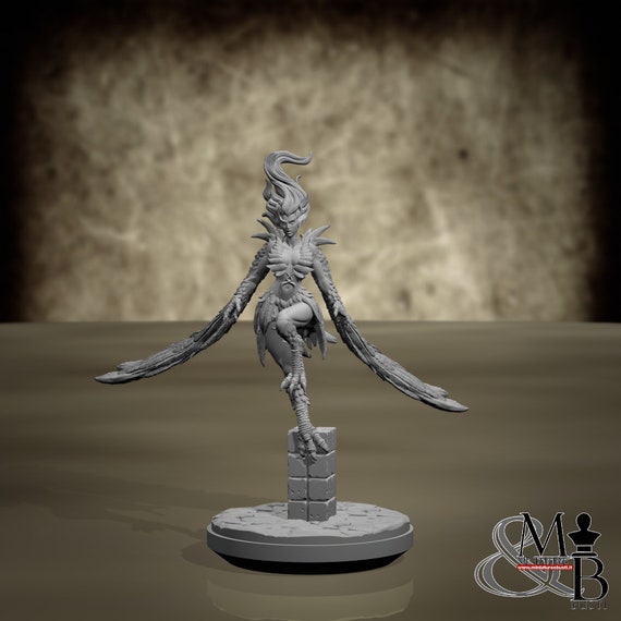 Harpy (Pose 2), resin miniature to mount and color, role-playing, DnD, RPG, RDR