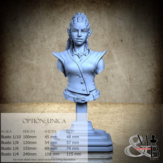 Aira Bust - miniatura in resina stampata in 3D | Collezione Wingforge