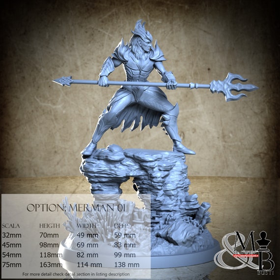 Merman Lancers, The chronicles of Atlantis (3 Stili), di Clay Cyanide Miniature, miniatura da assemblare e colorare, resina