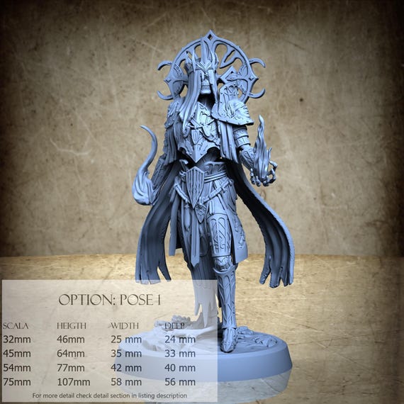 Darkspell Lieutenant - 3D-printed resin miniature | Stoa Mortis Collection - The Undying Academy