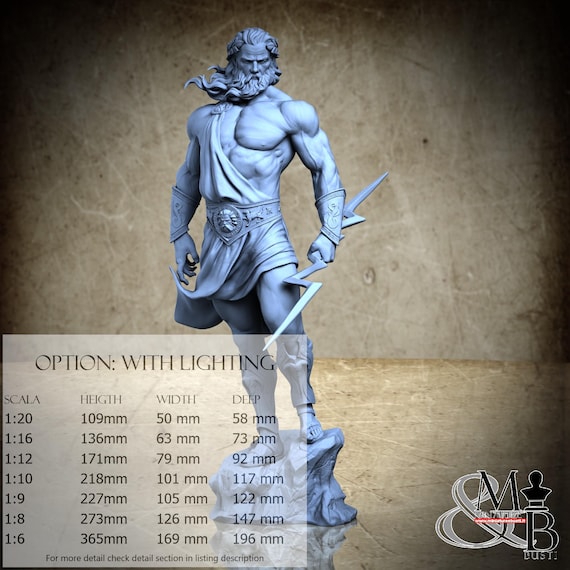 Zeus, Agosto 2024 (2 Stili), di ca_3d_art, miniatura da assemblare e colorare, resina