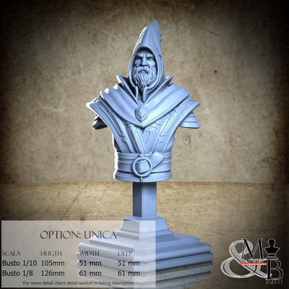 Cartographer of the Worlds Bust, Beneath the splintered city, Great Grimoire, miniature to assemble and color, in resin