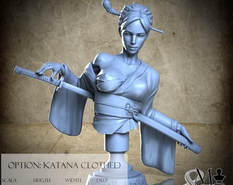 Katana Assassin bust, July 2023, Nutshell Atelier, miniature to assemble and color, in resin