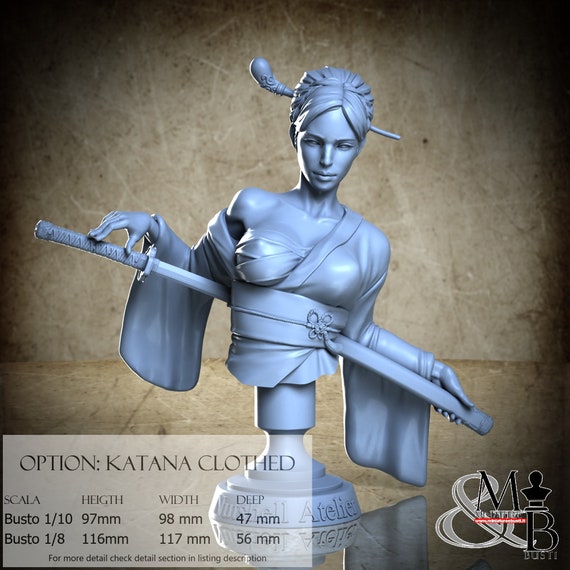 Katana Assassin bust, July 2023, Nutshell Atelier, miniature to assemble and color, in resin
