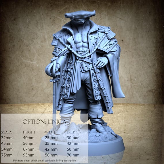 Samson - Wereshark Corsair - 3D-Printed Resin Miniature | Archvillain Society XXXIII Collection