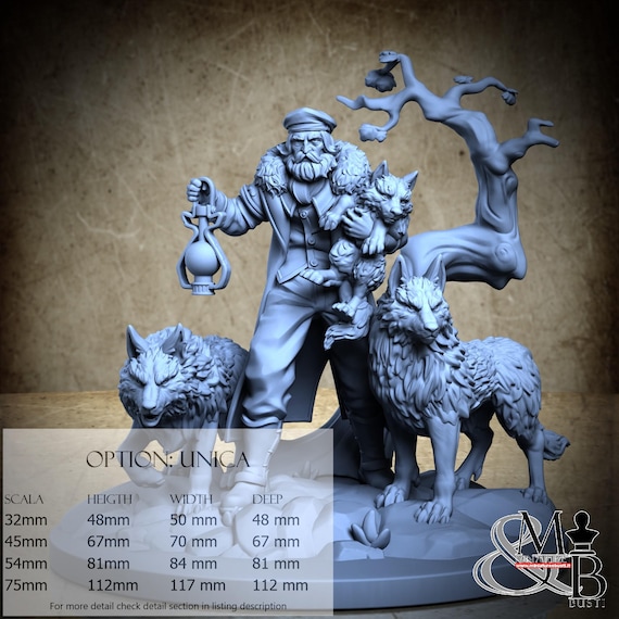Remus and his wolves, Arcane Beastmaster, by Great Grimoire, miniature to assemble and paint, resin