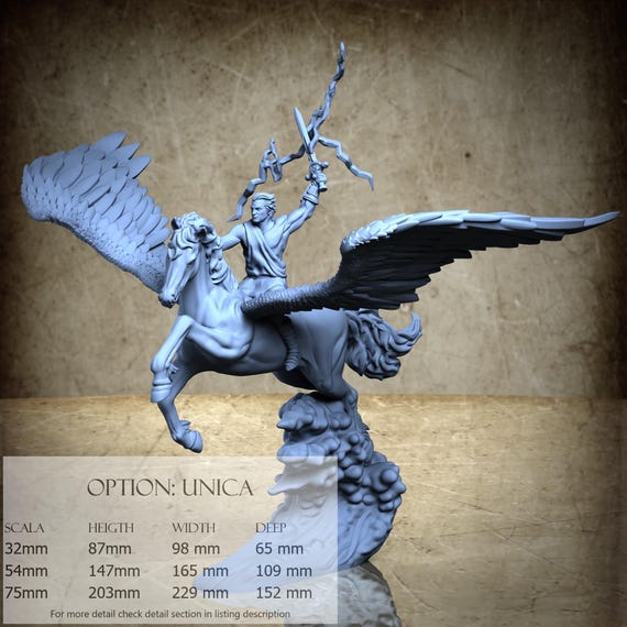 Perseus & Pegasus - Resin Miniatures - DnD, RPG, Wargame, and Display to Color - Greek Myth Monster and Legends
