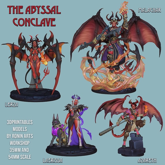 The Abyssal Conclave - Set of 6 Resin Miniatures by Ronin Art Workshop - DnD, RPG, Wargame, and Display to Color