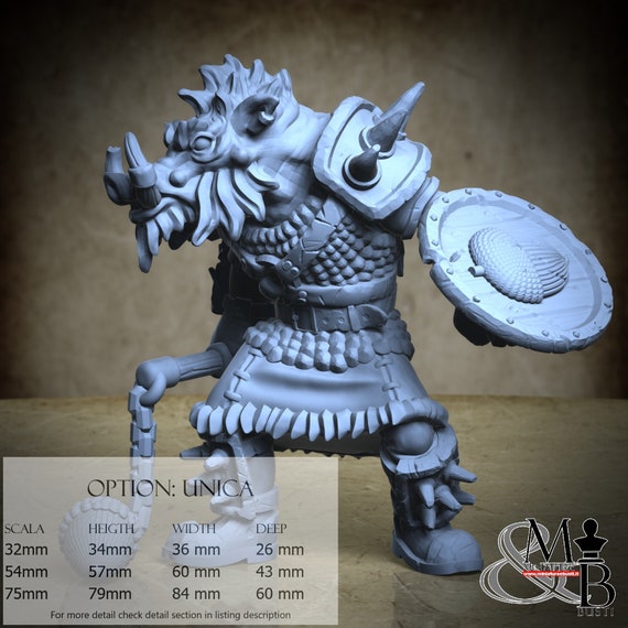 Boar Warrior, miniature to assemble and color, in resin