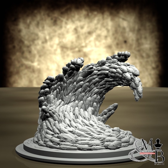 Fish Waves, Fantasy Kingdom, by Clay Cyanide Miniature, miniature to assemble and color, resin